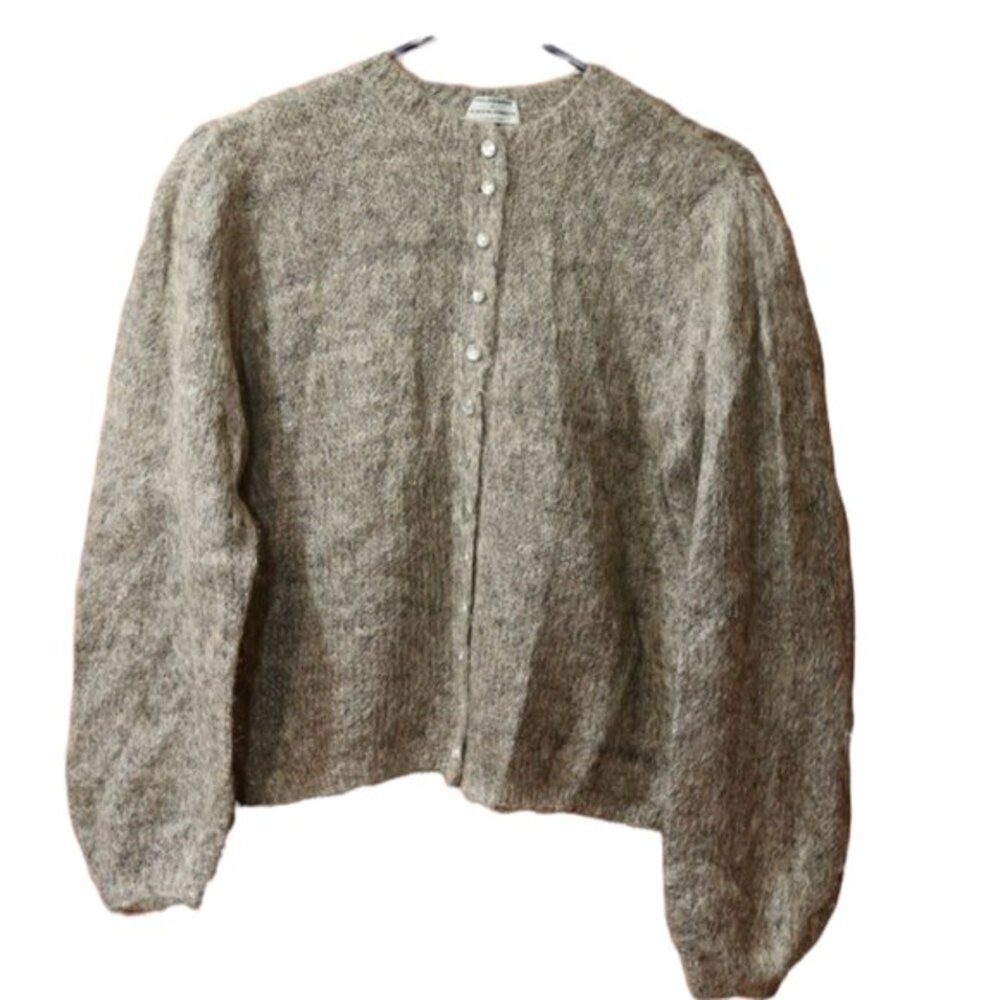 Philosophy Di Alberta Ferretti Jewel Button Balloon Sleeve Wool Cardigan L XL
